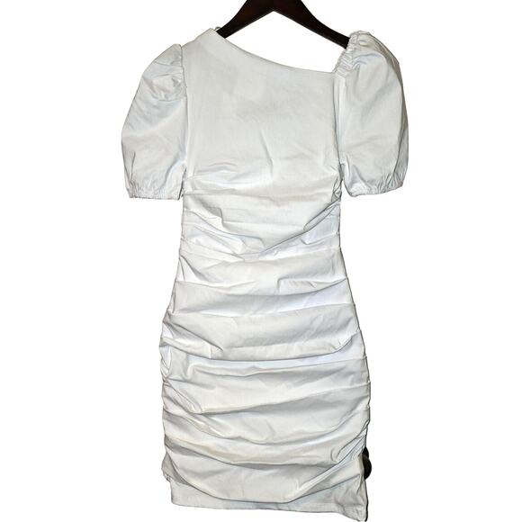 New Anthropologie Maeve Slim Puff-Sleeve Ruched Dress $148  PLUS 1X  White - Picture 3 of 8